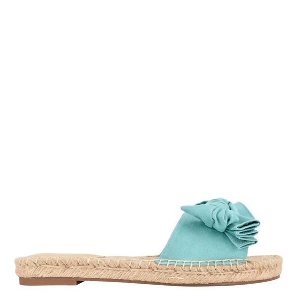 Nine West Bow Espadrille Turquoise Slides | South Africa 95P59-8T33